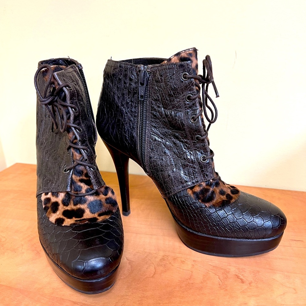 Stuart Weitzman Cheetah Print High Heel Booties